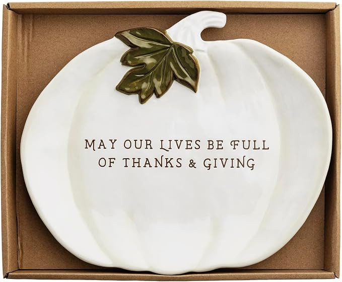 Mud Pie Thanksgiving White Pumpkin Sentiment Plate | Amazon (US)