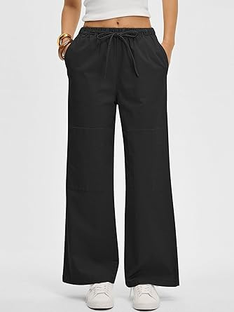 ANRABESS Women's Wide Leg Palazzo Pants Summer Elastic Waist Loose Casual Lounge Travel Pants Spr... | Amazon (US)