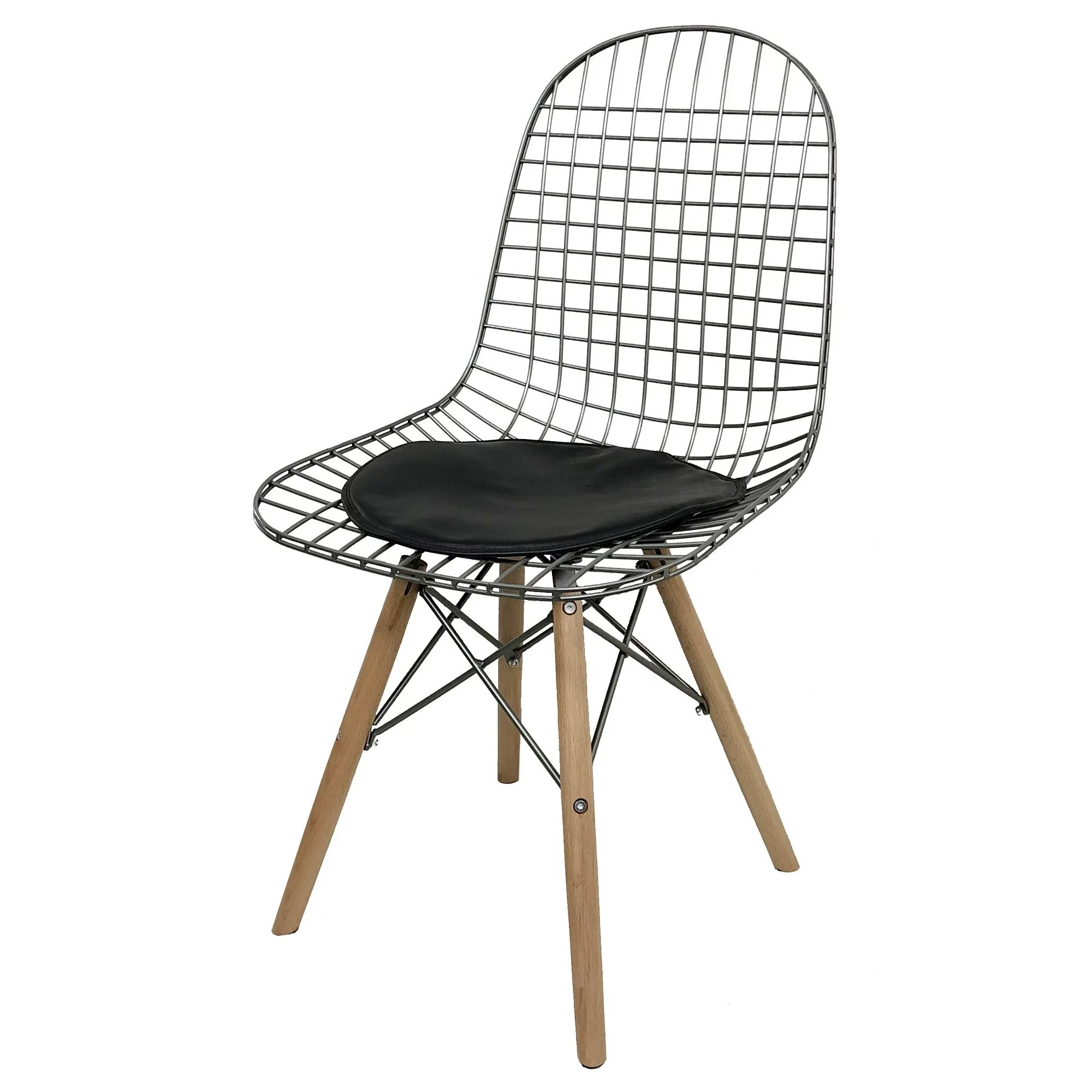 Better Homes & Gardens Industrial Silver Wire Dining Chair with Wood Legs- 2 Pack | Walmart (US)