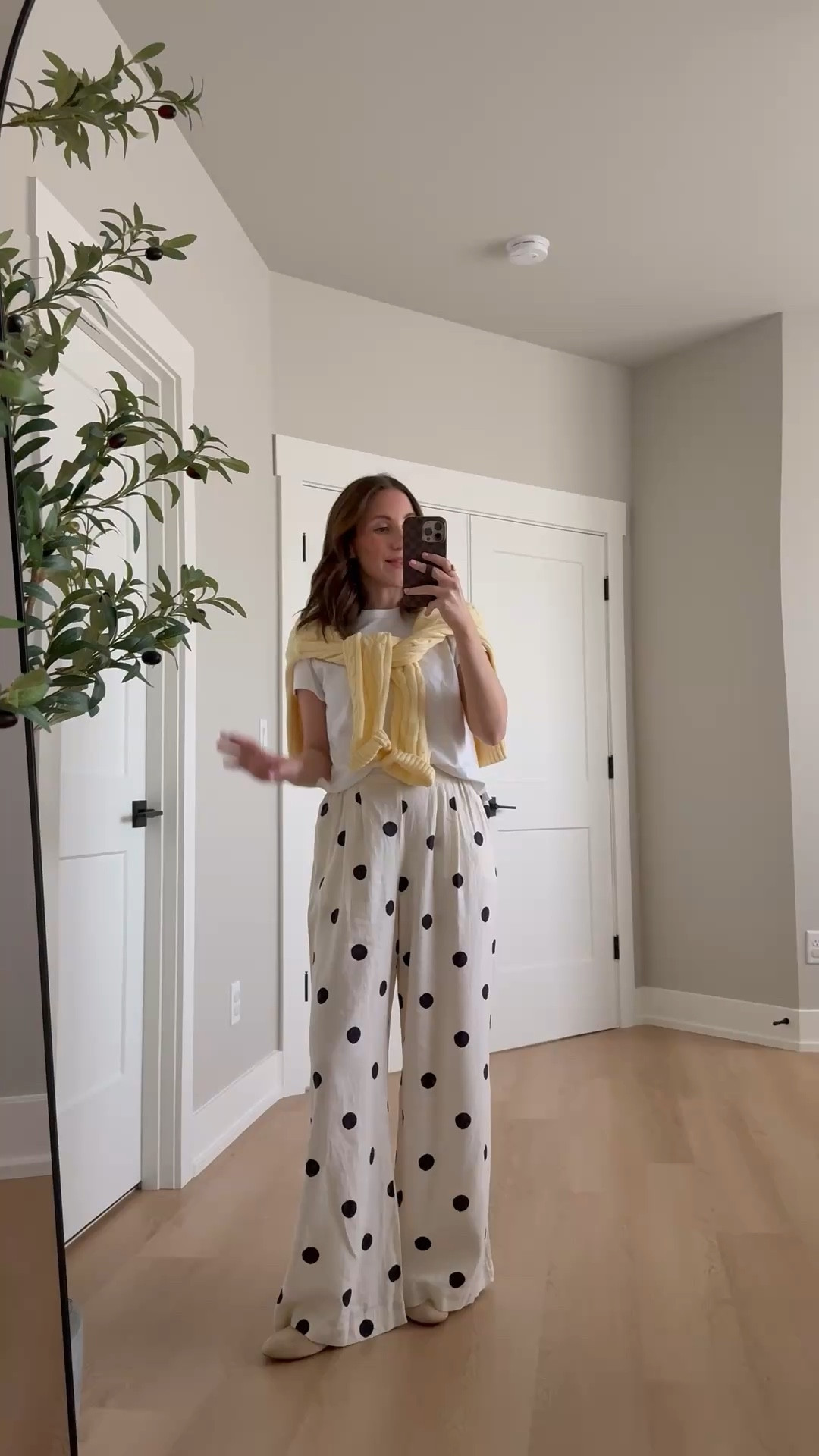 Teacher outfit idea🍎 these polka dot pants are so cute for the classroom! They are a lightweight linen-ish fabric and pull on so perfect for spring! Wearing xs pants, small tee and have a large sweater 

Teacher outfit idea, teacher style, classroom outfit, target style, teacher Tuesday 