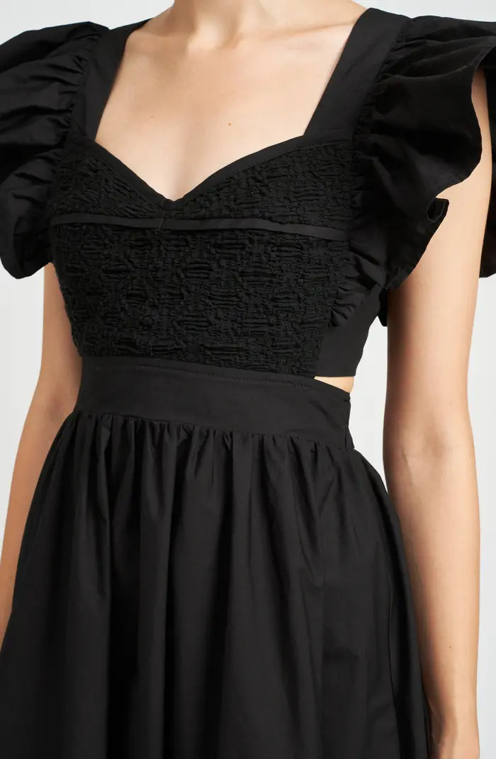 Monti Ruffle Open Back Cotton Midi Dress | Nordstrom