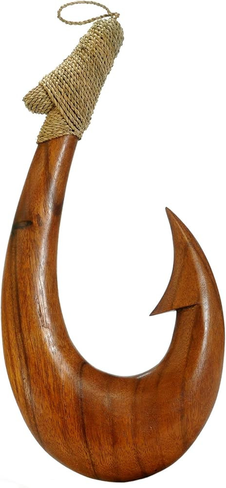 16" Hand Carved Wood Hawaiian Makau Fish Hook | Amazon (US)
