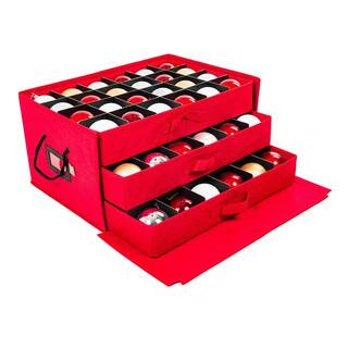 This item: 3-Drawer Christmas Ornament Storage Box (72 Ornaments) - Red | The Home Depot