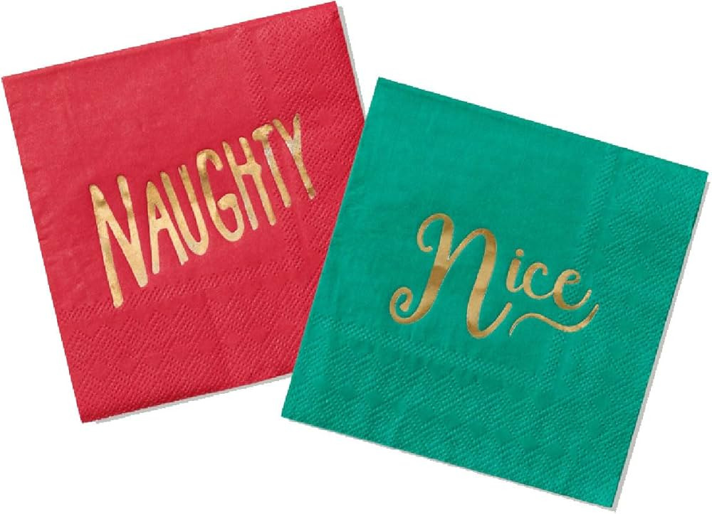 Coterie Christmas Naughty and Nice Cocktail Napkins (Set of 25) - Christmas Cocktail Napkins, Fun... | Amazon (US)