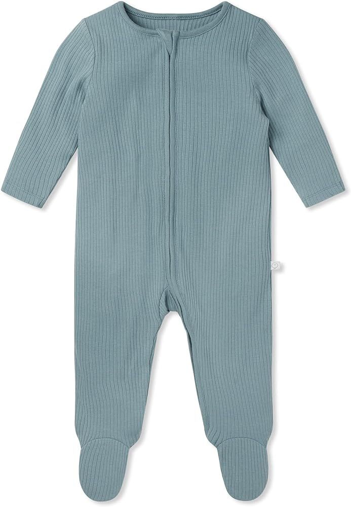 MORI Baby Unisex Ribbed Baby PJs with Zip & Mitts Zip - Bamboo Cotton Footed One Piece Sleepwear ... | Amazon (US)