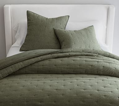 European Flax Linen Waffle Quilted Sham | Pottery Barn (US)