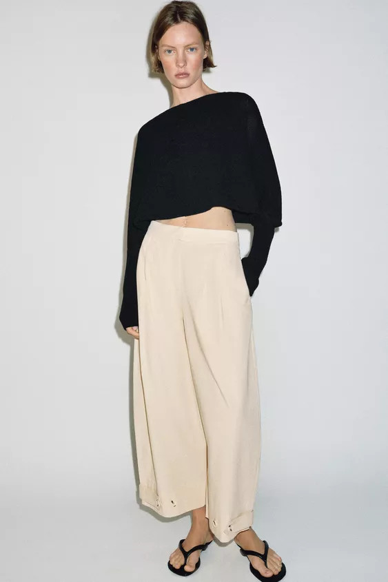 BARREL TROUSERS WITH ADJUSTABLE HEM | Zara UK