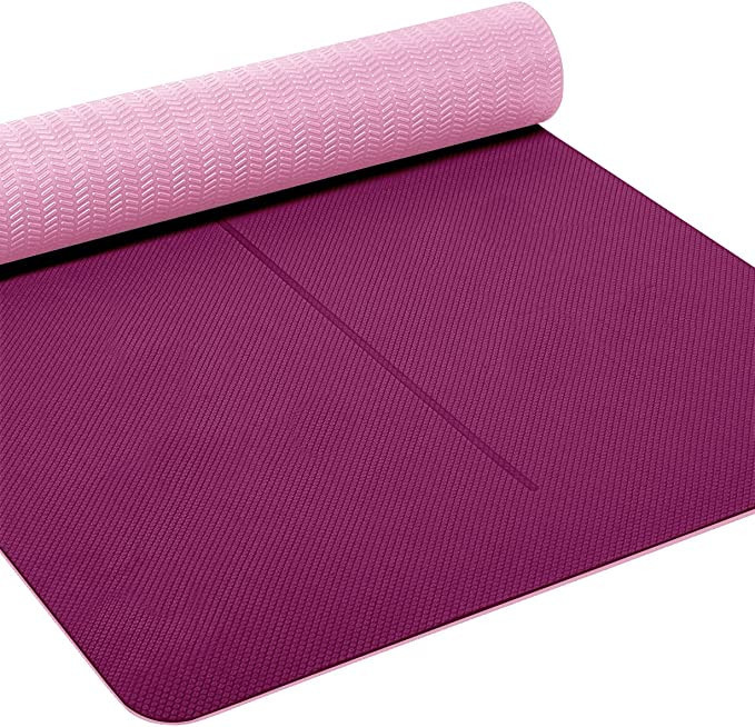 Heathyoga Eco Friendly Non Slip Yoga Mat, Body Alignment System, SGS Certified TPE Material - Tex... | Amazon (US)