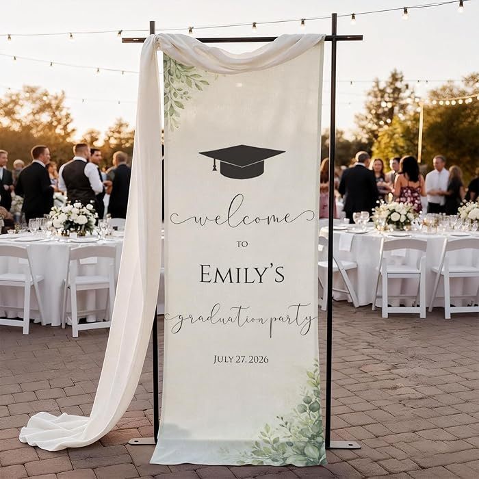 GLAVICY Personalized Graduation Party Tapestry, Custom Graduate Name Class Year Banner, Modern Mi... | Amazon (US)