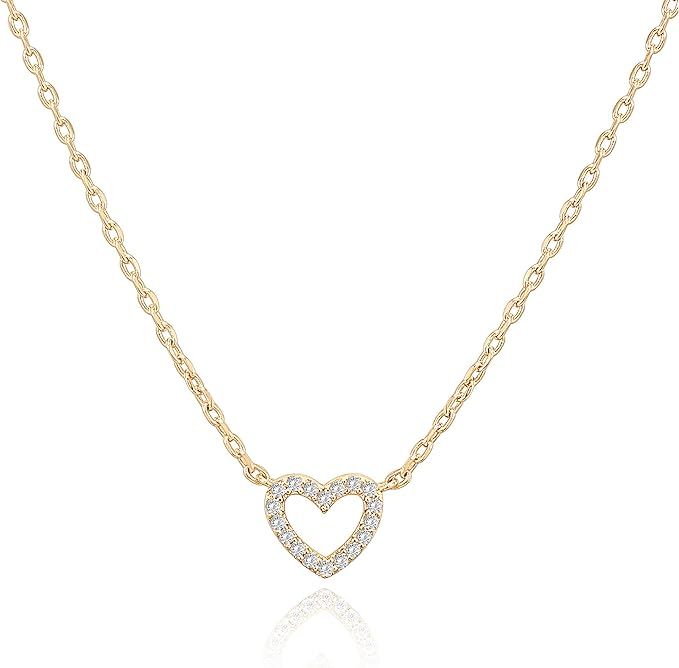 PAVOI 14K Gold Plated Cubic Zirconia Heart Necklace | Layered Necklaces | Gold Necklaces for Wome... | Amazon (US)