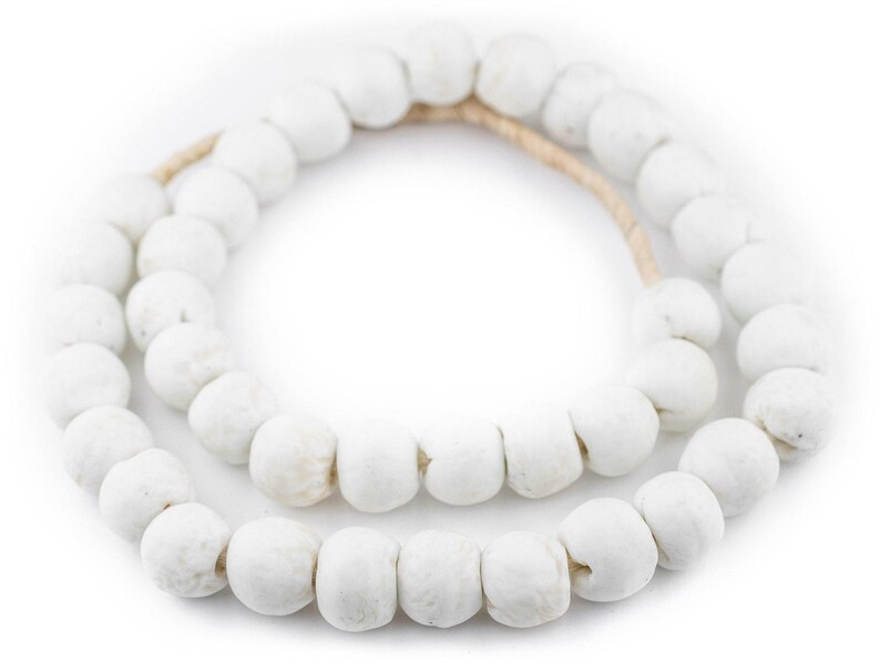38 Opaque White Recycled Glass Beads 18mm: Matte Glass Beads - Etsy | Etsy (US)