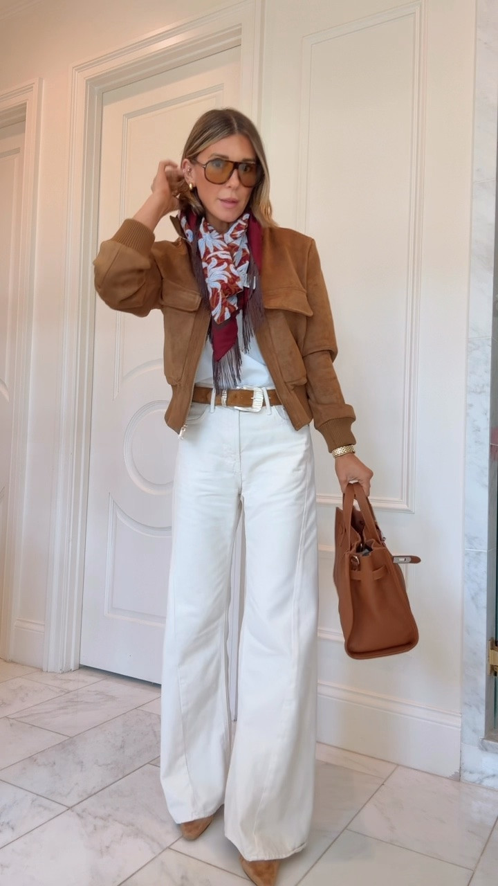Styling these wide leg jeans for fall.