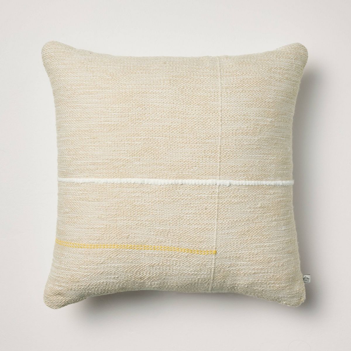 18"x18" Asymmetrical Stripe Indoor/Outdoor Square Throw Pillow Beige/Gold - Hearth & Hand™ with... | Target