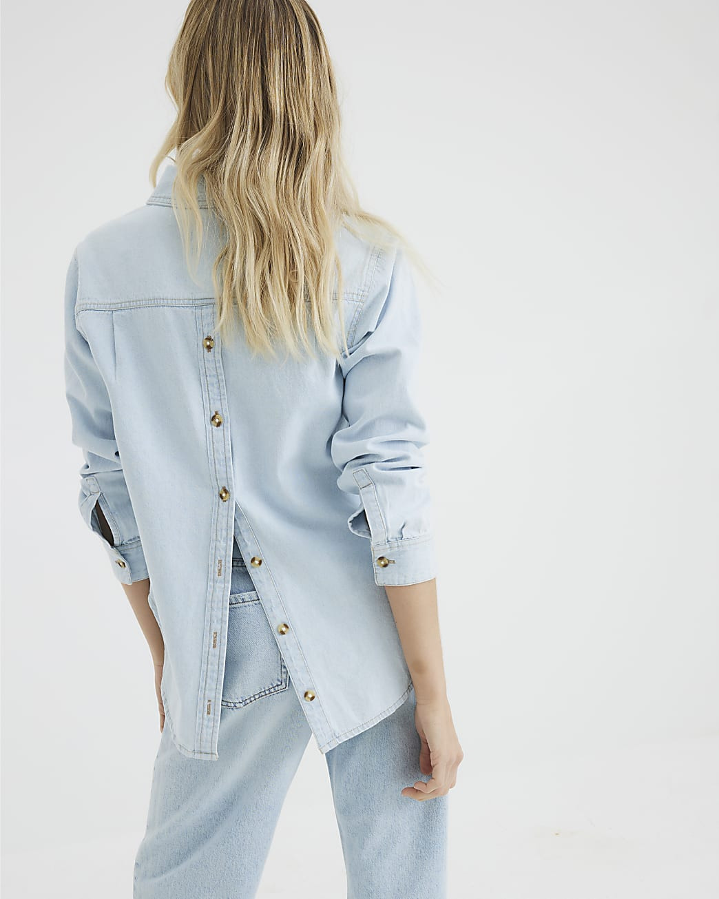 Blue Denim Button Back Shirt | River Island UK & IE