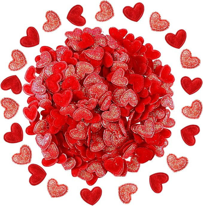 Tatuo 300 Pcs Valentine's Day Felt Hearts Decoration Glitter Felt Hearts Confetti Mini Heart Shap... | Amazon (US)