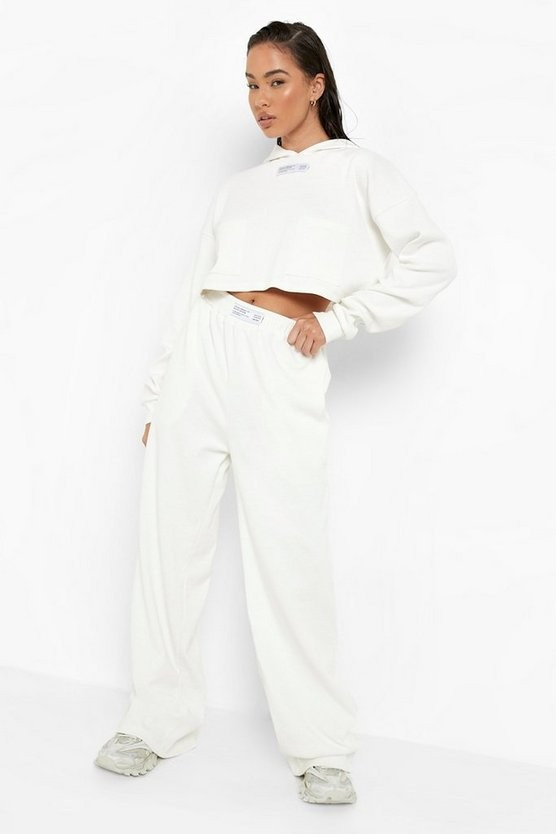 Thick Rib Wide Leg Joggers | Boohoo.com (UK & IE)