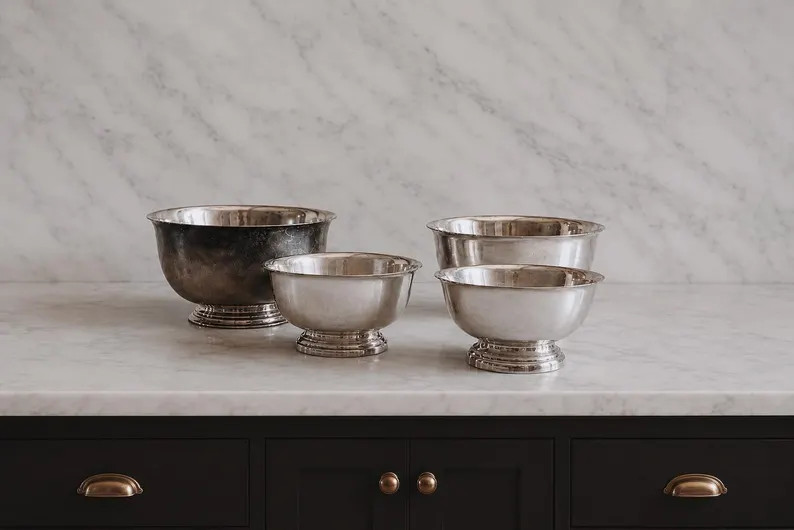 VINTAGE | Paul Revere Style Silver Plated Bowls | Decorative Pedestal Bowls of Various Sizes | Etsy (Global)