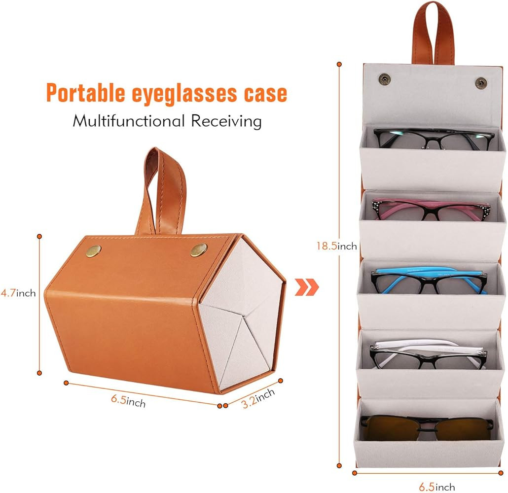 Sunglasses Organizer Foldable Multiple Pairs Sunglass Eyeglass Case Organizers Holder Glasses Case H | Amazon (US)