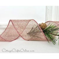 Christmas Wired Ribbon, 2 1/2"", Rose Gold Pink Iridescent Metallic Semi Sheer Mesh - Ten Yard Roll  | Etsy (US)