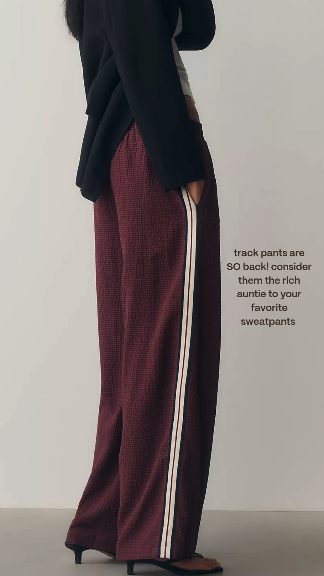 The fall finds I’m loving and buying in my 30s! Track pants are so back - comfortable but so chic! 

fall outfit, fall fashion, fashion over 30, Anthro pants, casual outfit, weekend outfit , pinstripe pants