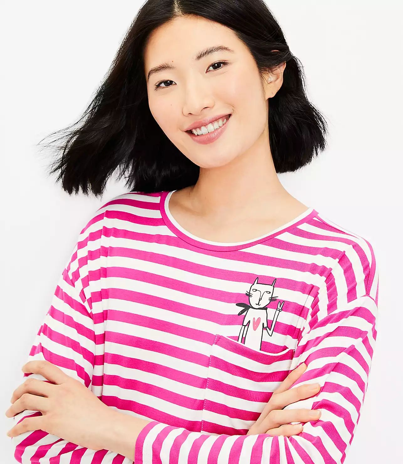 Striped Pocket Pajama Top | LOFT | LOFT