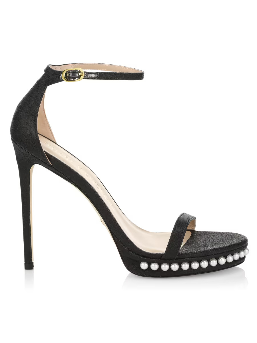 Nudistdisco Faux Pearl-Embellished Glitter Sandals | Saks Fifth Avenue