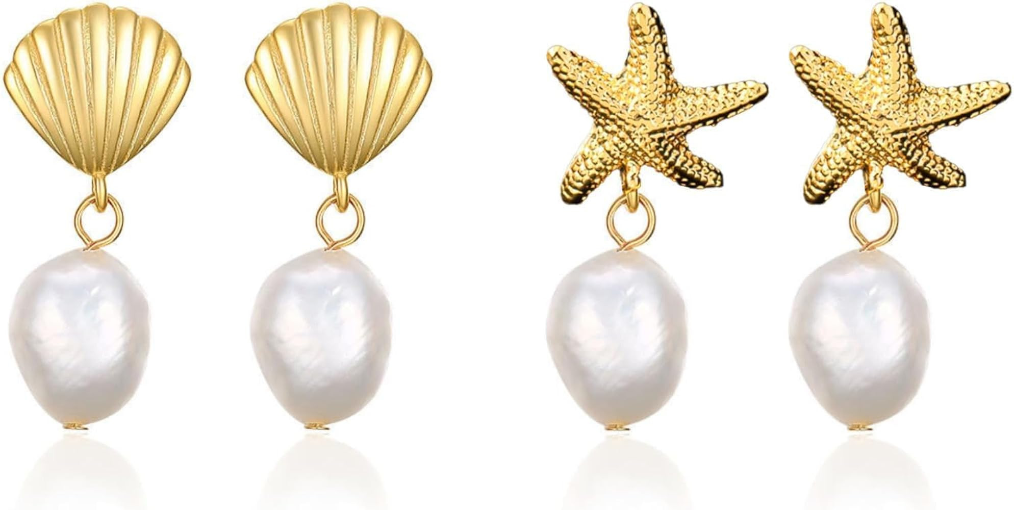 Starfish Earrings Gold Shell Dangle Earrings Women Beach Fashion Summer Beach Vacation Essentials... | Amazon (US)