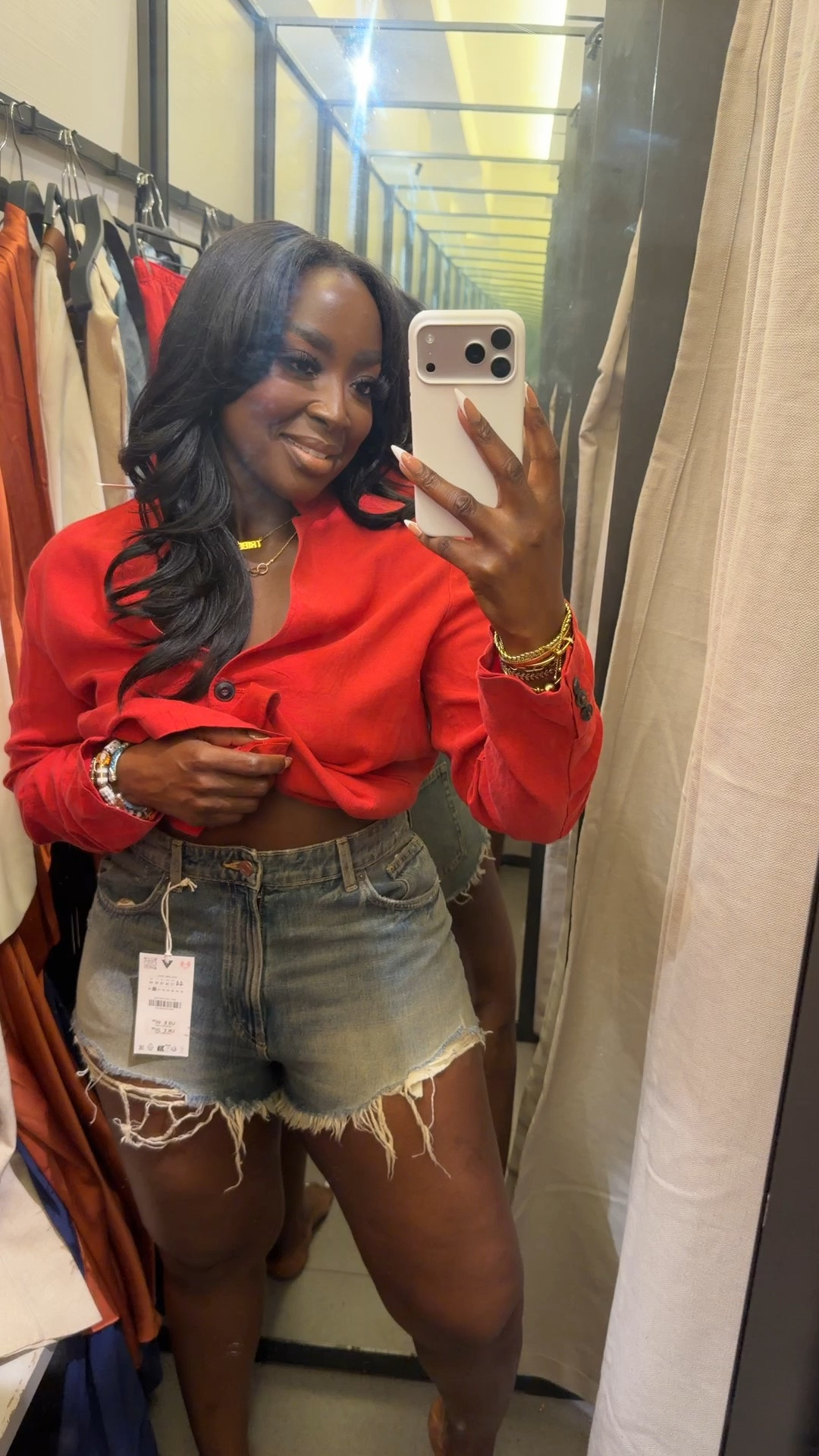 I need new shorts so I tried on this size 44 from ZARA and… they were really short! Do I need to wear JORTS? There’s gotta be an in between, you know what I’m saying? These are really cute curved shorts, especially if your wagon is a little smaller than mine 🤪🫠. #ZARA #ZARAWomen #Fashion #OutfitIdea