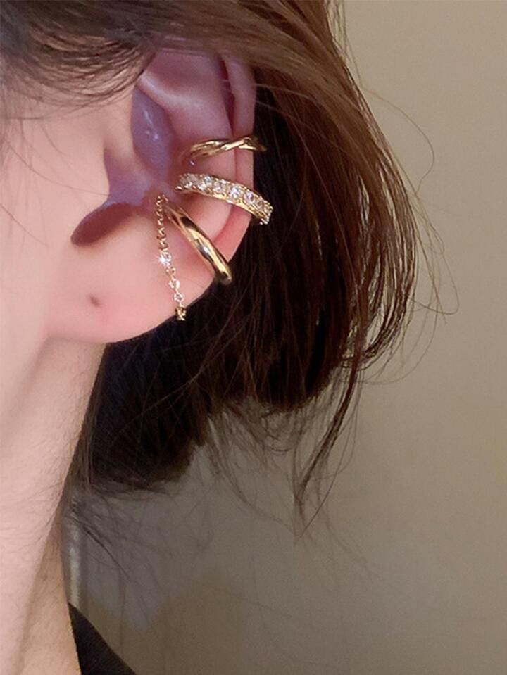 3 piezas de clip para el lóbulo de la oreja de las mujeres, de estilo antiguo y elegante, incrus... | SHEIN