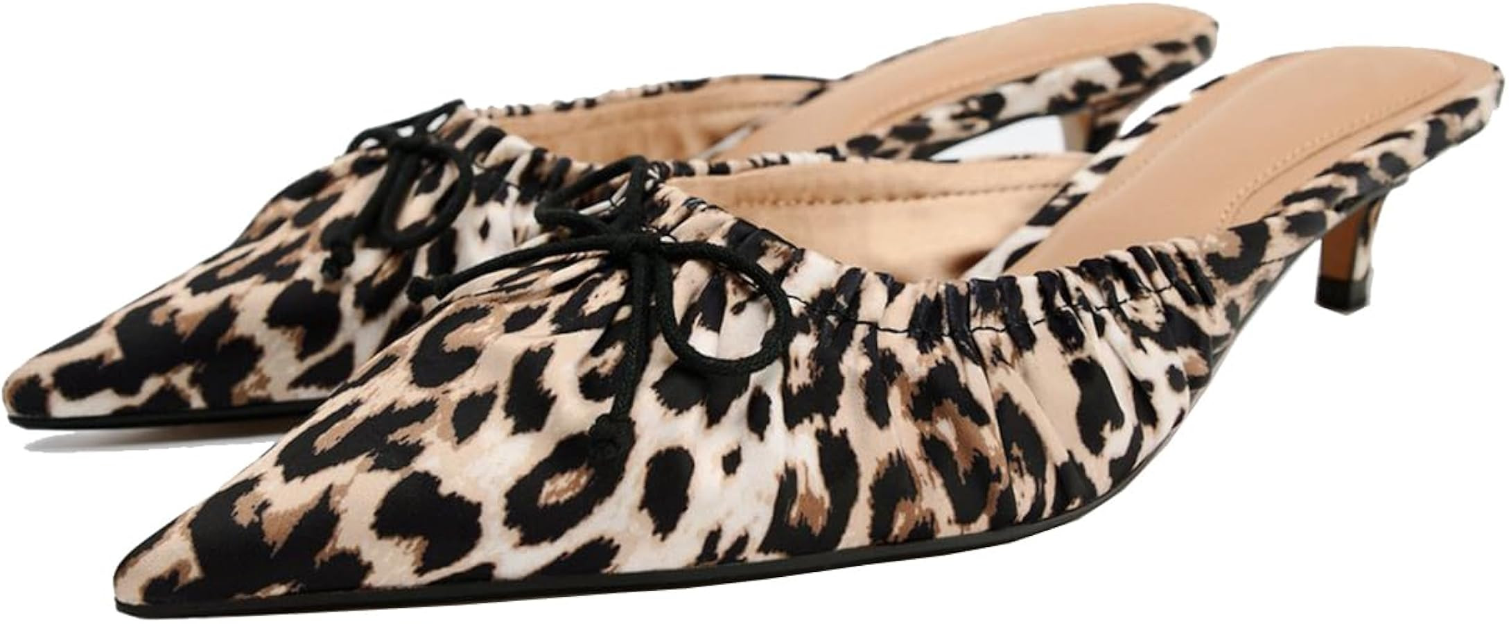 Kitten Heel Bow Mules for Women Slip On Mules Backless Low Heel Pumps | Amazon (US)