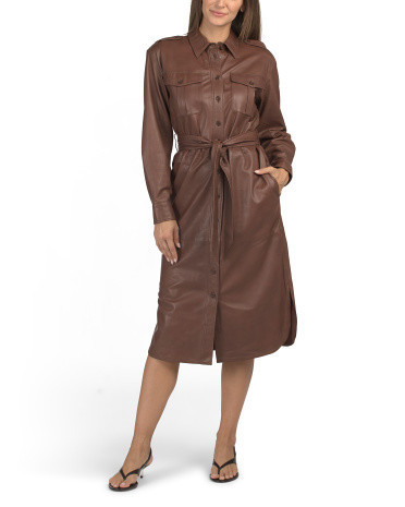 Leather Leather Belted Shirt Dress for Women | Marshalls