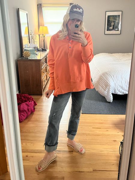 Softball mom OOTD! Size medium in the sweatshirt! Sandals are on sale for $26 with clickable coupon! 

#LTKshoecrush #LTKSeasonal #LTKunder50