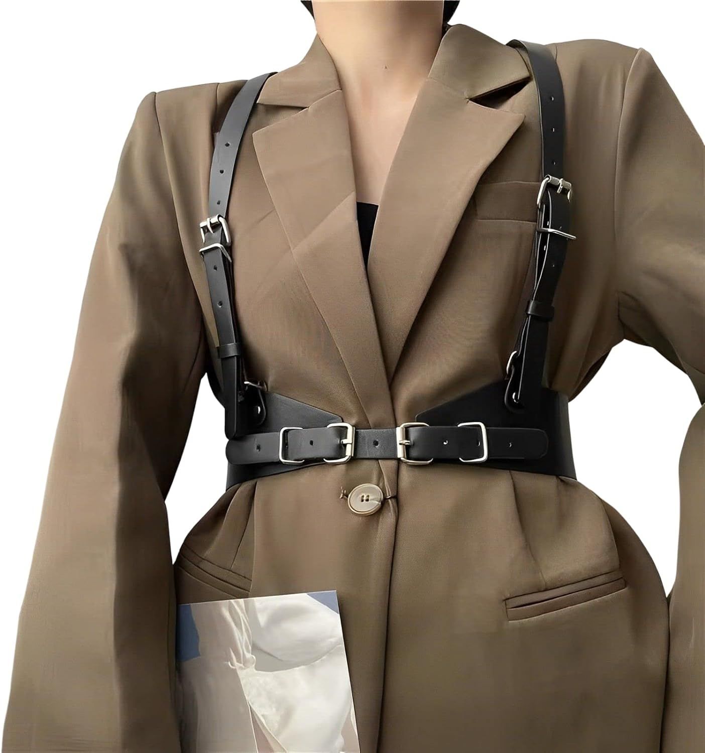 Miwcff Leather Harness For Women Waist Punk Belt Fashion Body Chain Goth Adjustable Body Corset A... | Amazon (US)