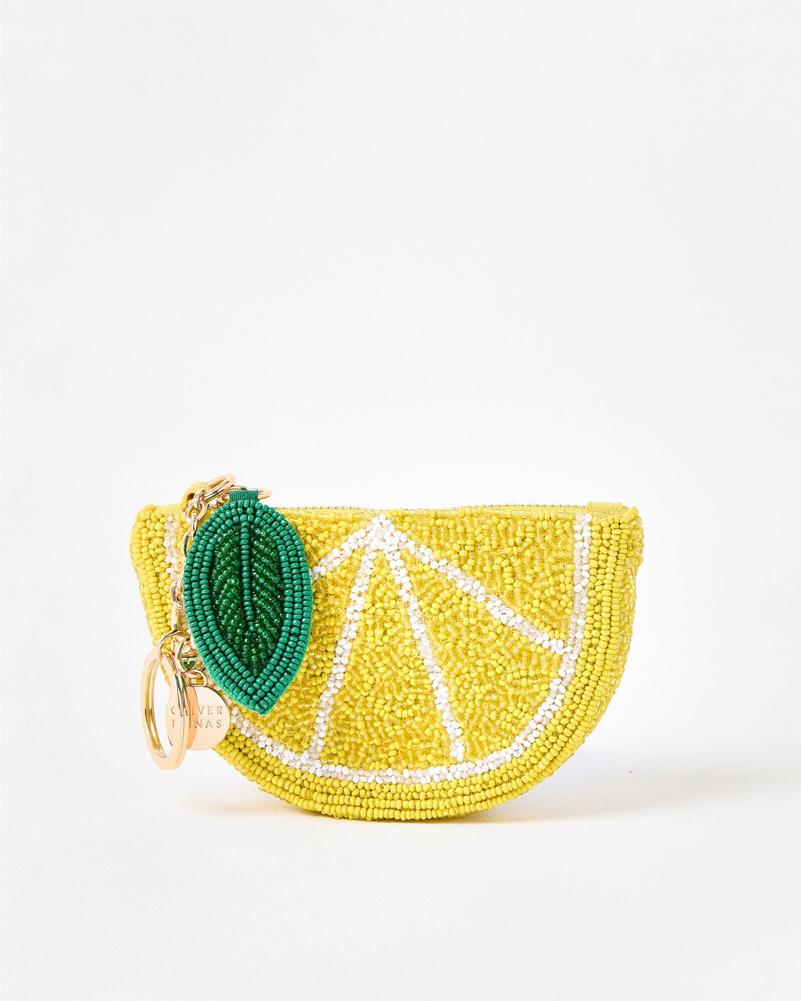 Yellow Lemon Beaded Keyring Pouch with Zip | Oliver Bonas (Global)