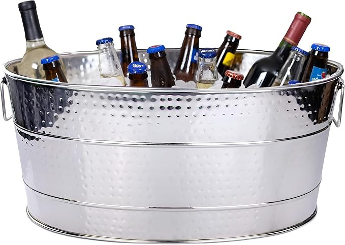 BREKX Aspen Heavy-Duty Oval Stainless Steel Drink Cooler for Parties - Metal Large Ice Bucket for... | Amazon (US)