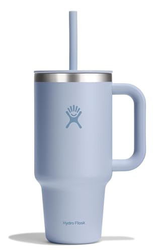 Hydro Flask Travel Tumbler with Handle, Lid and Straw - Insulated Stainless Steel in 32 Oz Surf Blue | Amazon (US)