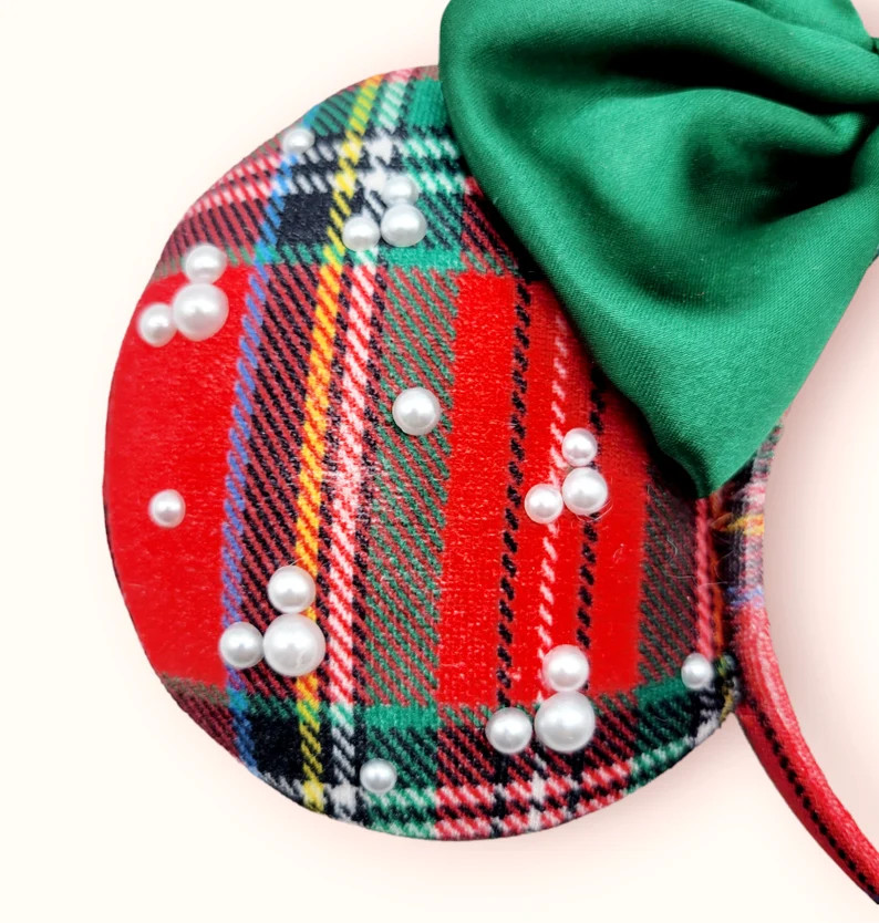 Christmas Pearl Mouse Ears, Holiday Ears, Christmas Headband, - Etsy | Etsy (US)