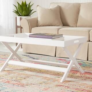 StyleWell Rectangular White Wood Tray Top Coffee Table ET 1001 White - The Home Depot | The Home Depot