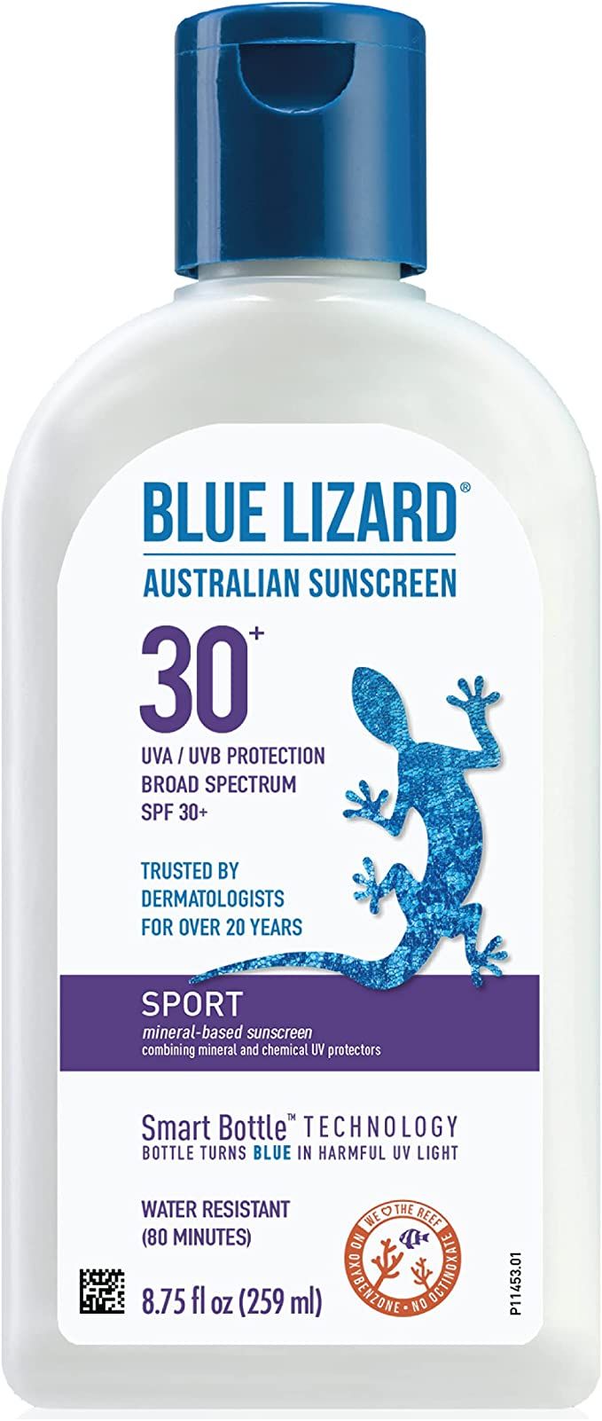 BLUE LIZARD Sport Mineral Sunscreen with Zinc Oxide, SPF 30+, Water/Sweat Resistant, UVA/UVB Prot... | Amazon (US)