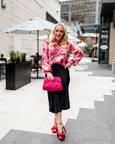 Head to toe Valentine’s Day ready thanks to @saks 💕! The perfect look to take you from work to date night, or a little Galentine’s celebration. Shop this entire look. Sweater size small. Skirt size small. #saks #sakspartner 

#LTKstyletip #LTKSeasonal #LTKshoecrush