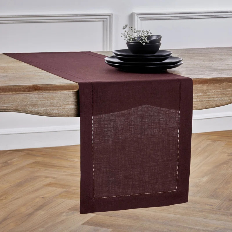 Classic Hemstitch - 100% Pure Linen Rectangle Dining Table Runner | Wayfair North America