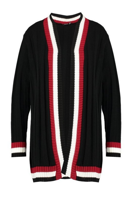 Plus Contrast Stripe Chunky Cardigan | Boohoo.com (US & CA)