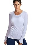 SYROKAN Women's Long Sleeve Workout Tshirts, Running Tops for Women, Yoga Shirts White XXS | Amazon (US)