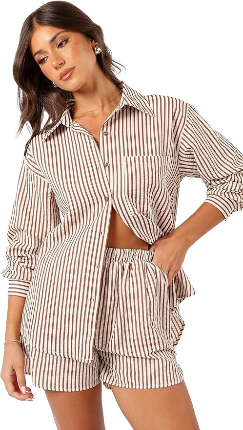 Petal & Pup Women's Kennie-shorts-brown-stripe | Amazon (US)