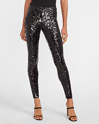 High Waisted Sequin Leggings | Express