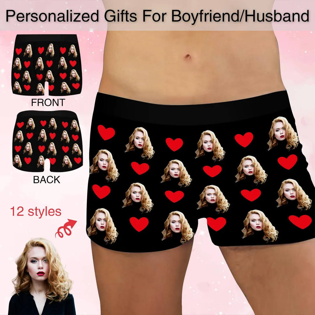 Custom Face Boxers for Him Boyfriend Father Husband, Underwear with Photo, Personalized Boxers fo... | Etsy (US)