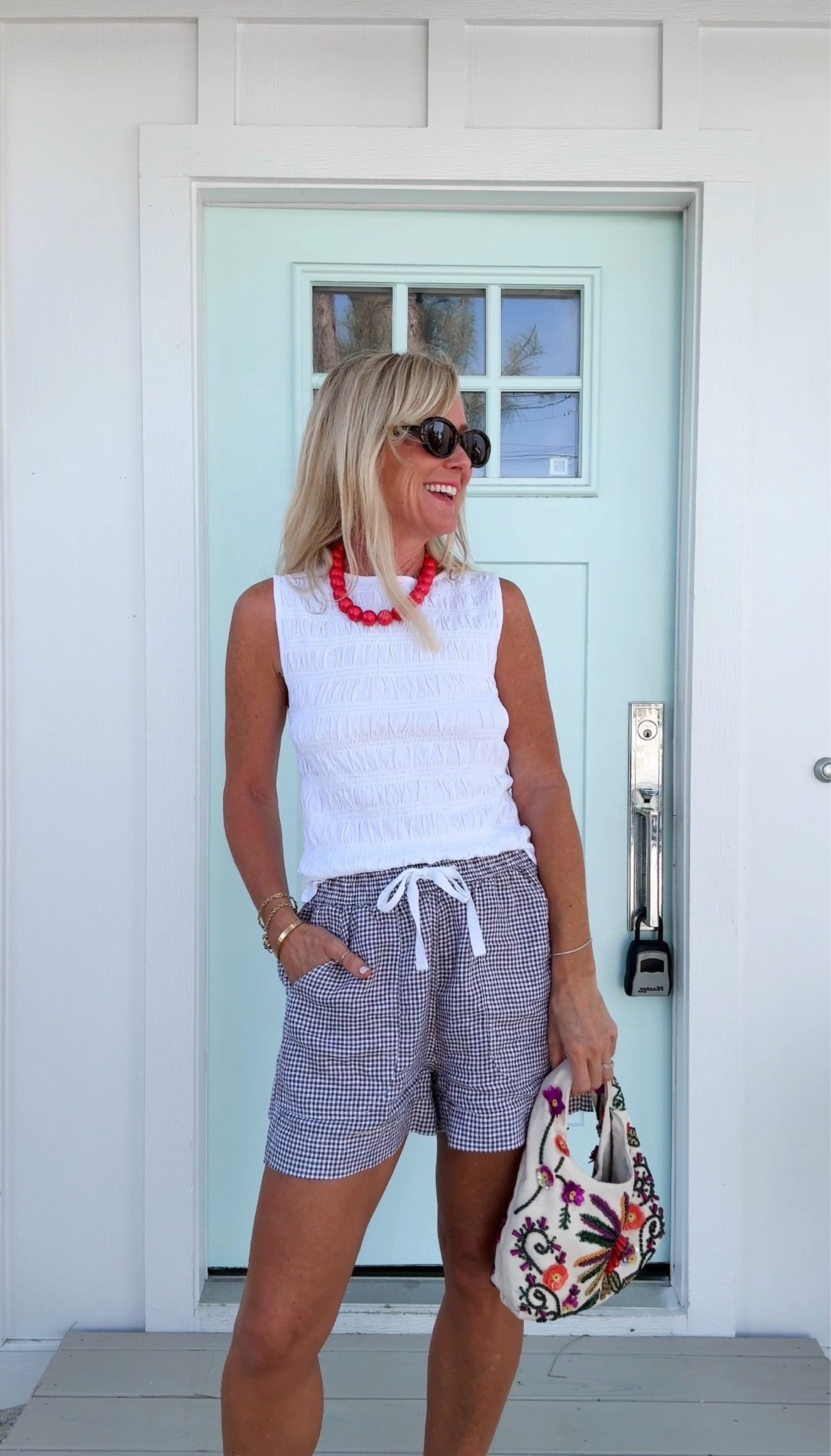 Obsessed with how darling and versatile this smocked top is! So cute with any type of skirt or shorts:
Top: XS
Shorts: Small

#LTKootd #LTKSeasonal #LTKOver40