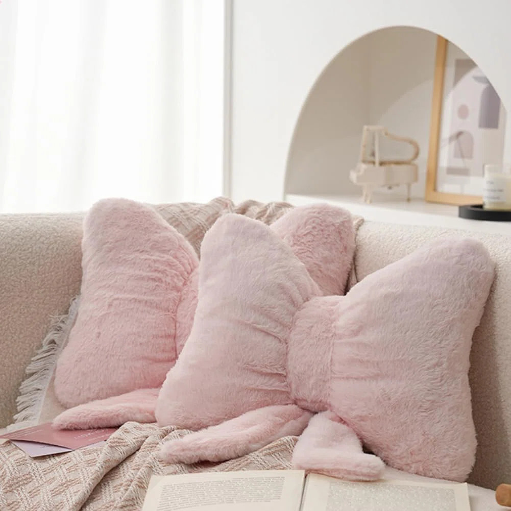 Runbang 2Pack Pink Bow Throw Pillow Soft Plush Aesthetic Bow Shaped Pillow Cute Car Sleeping Pill... | Wayfair North America