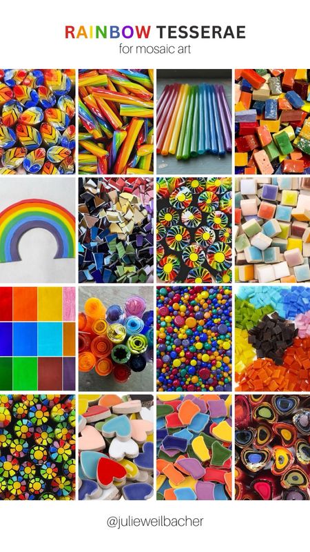In honor of Pride month, let’s celebrate with some rainbow tesserae for our mosaic art. 🌈 Choose from bright options like glass rods, smalti, handmade ceramics, broken plates, mugs, and bowls, ceramic tile, stained glass, glass shapes for fusing, and porcelain shapes. 🌈 For mosaic tips, tutorials, inspiration, and so much more please visit my YouTube channel: YouTube.com/julieweilbacher. Follow @julieweilbacher on Instagram for all things mosaic art. rainbow glass - rainbow ceramic - Pride - glass tile - mosaic - ceramic tile - porcelain tile - handmade ceramics - mosaics - stained glass - ceramic heart - mosaic art - crafts night - heart art - crafts kit

#LTKHome #LTKFindsUnder100