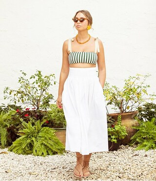 x The Nat Note Georgia Linen Blend A-Line Midi Skirt | Dillard's